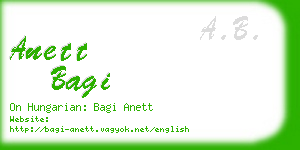 anett bagi business card